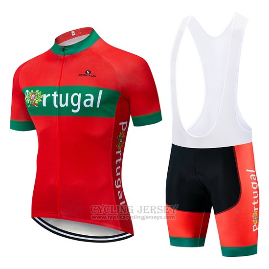 2019 Cycling Jersey Portugal Green Red Short Sleeve and Bib Short